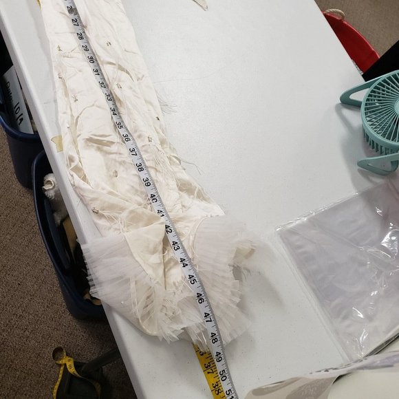 Hill House Womens White Silk Wrap Robe Size XS Beaded Feathers Tulle V-Neck Luxe - Picture 8 of 12